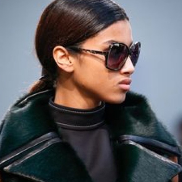 $375 Derek Lam Sunglasses Frame Black Chip / Clear Crystal Lens Smoke Gradient main image 9
